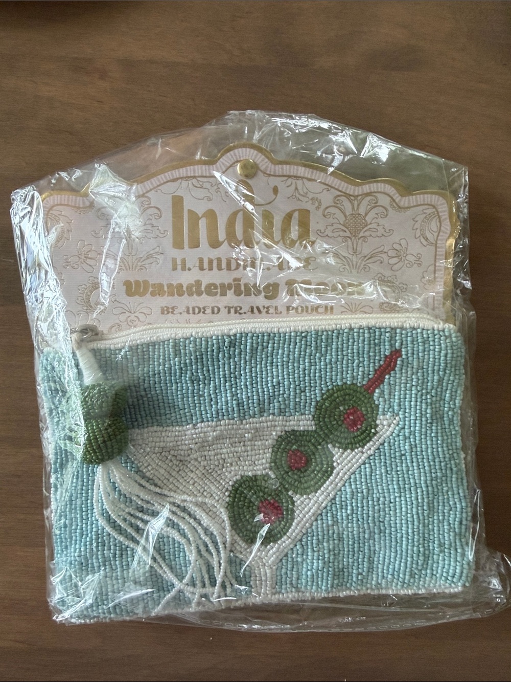 NWT Beaded olive martini bag